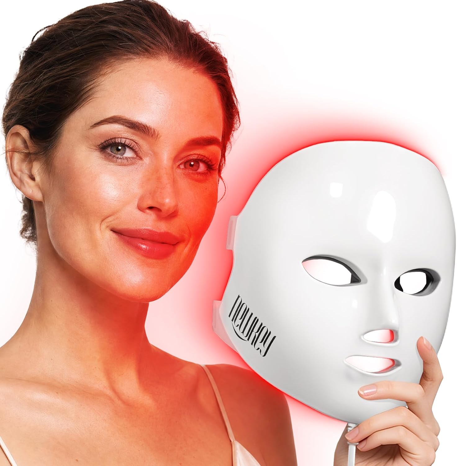 Highlights the overall design, facial coverage, and the product’s light therapy concept at a glance.