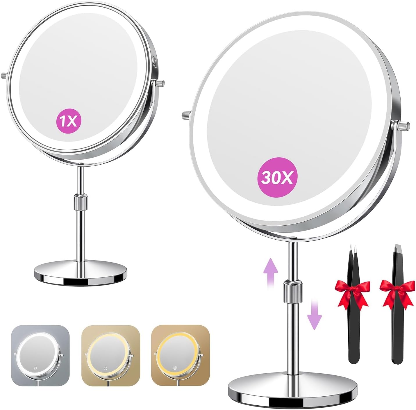Auxmir 30X Lighted Makeup Mirror