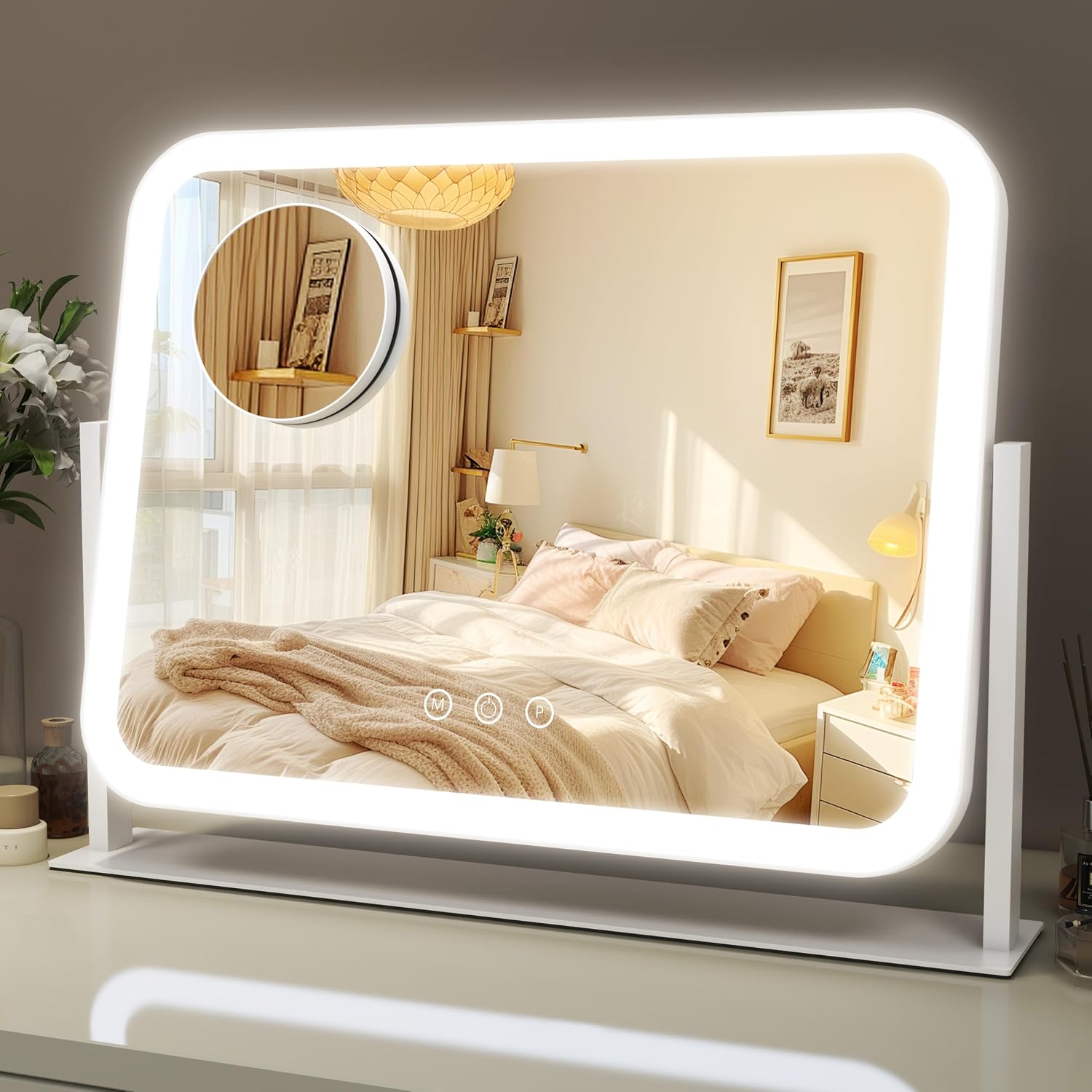 Rolove Lighted Makeup Mirror 17X13 White
