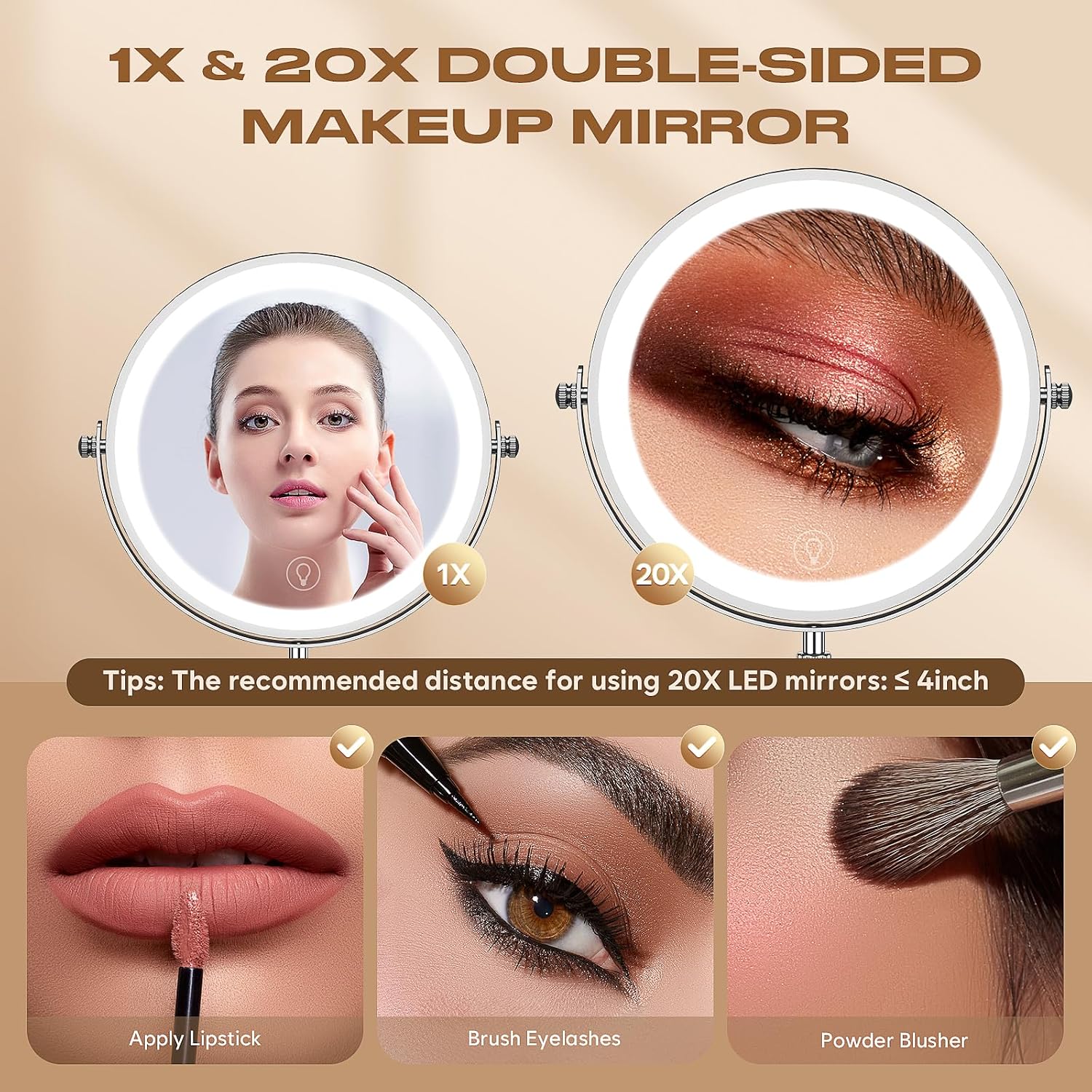 Dienmern 1X/20X Makeup Mirror With Lights