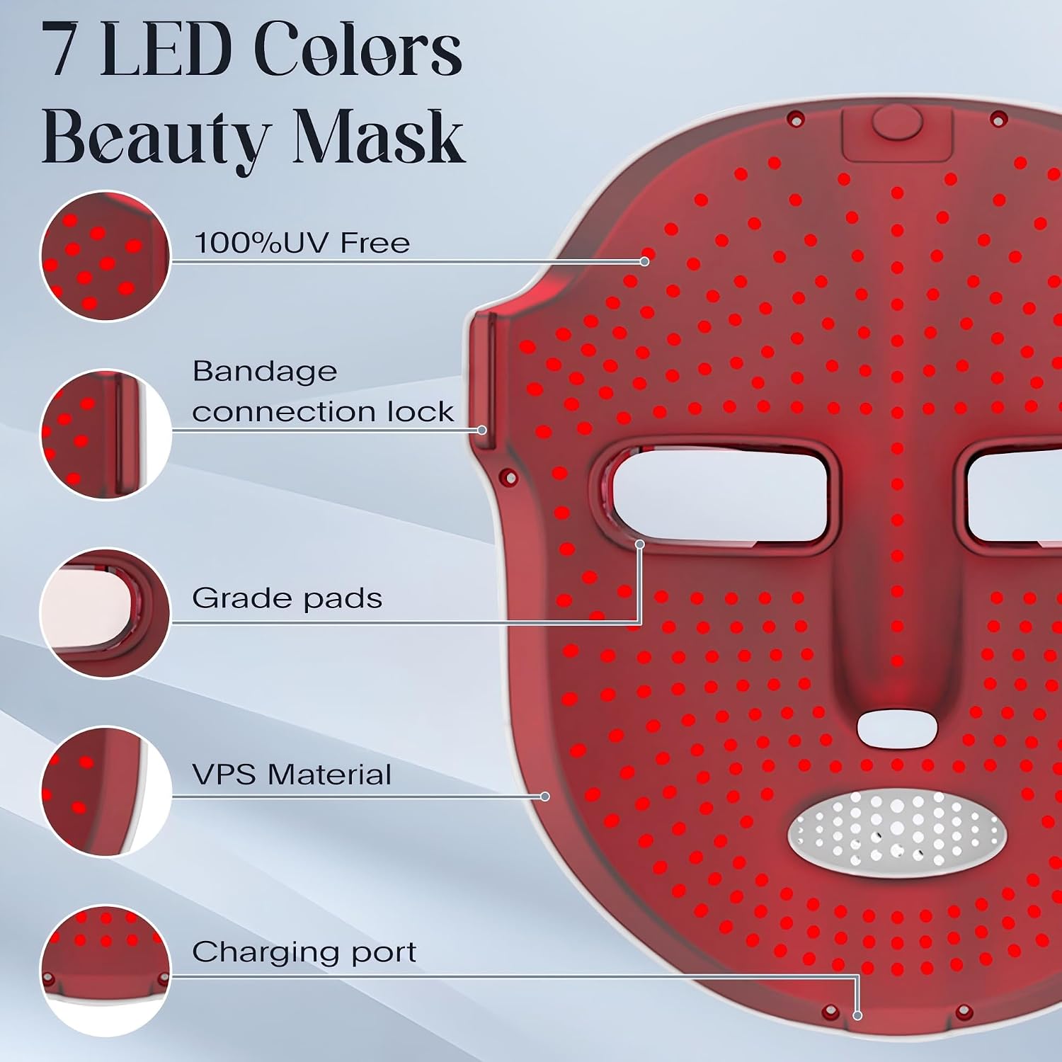 Sdkwdh LED Facial Mask 7 Cores