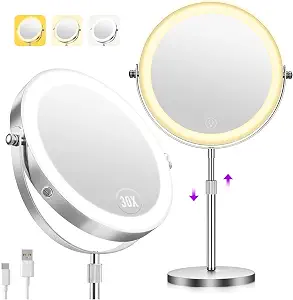 Zlroluyn 30X Lighted Makeup Mirror