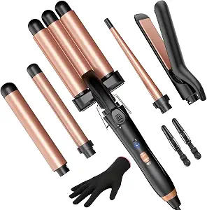 Kinked 5-In-1 Curling Wand Set