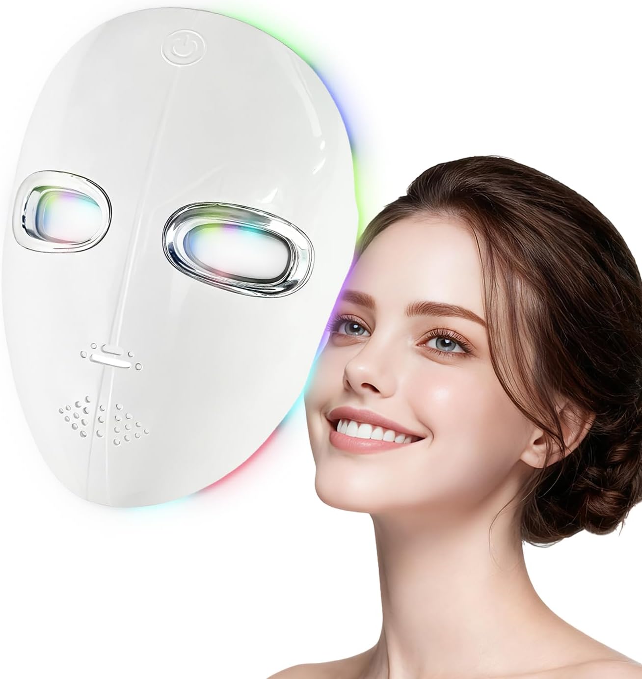 Highlights the overall form factor, full-face coverage, and the premium skincare-tech look of the device.