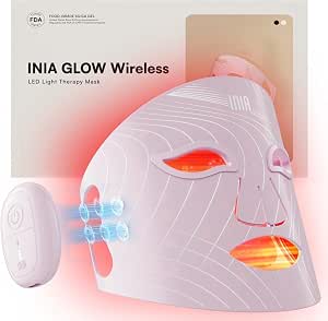 Inia Glow Wireless Red Light Therapy Mask For Face, 850Nm Nir, 272 LEDs