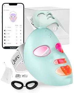 Qure LED Light Therapy Mask For Face - Fda Cleared For Wrinkles & Acne Treatment With 3 Modes, 5 Facial Areas & 5 Lights: Red, Deep-Red, Blue, Amber & Infrared, 3-Min Daily, Eye-Protection, Smart App
