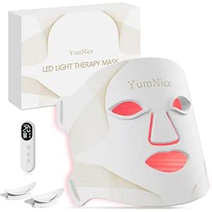 Red Light Therapy For Face, 8 Light Modes & 850Nm Infrared LED Face Mask Light Therapy With 288 LEDs 3-In-1 Chip, Auto Cycle, Rechargeable Remote,Cordless Red Light Mask Skincare For Home Travel