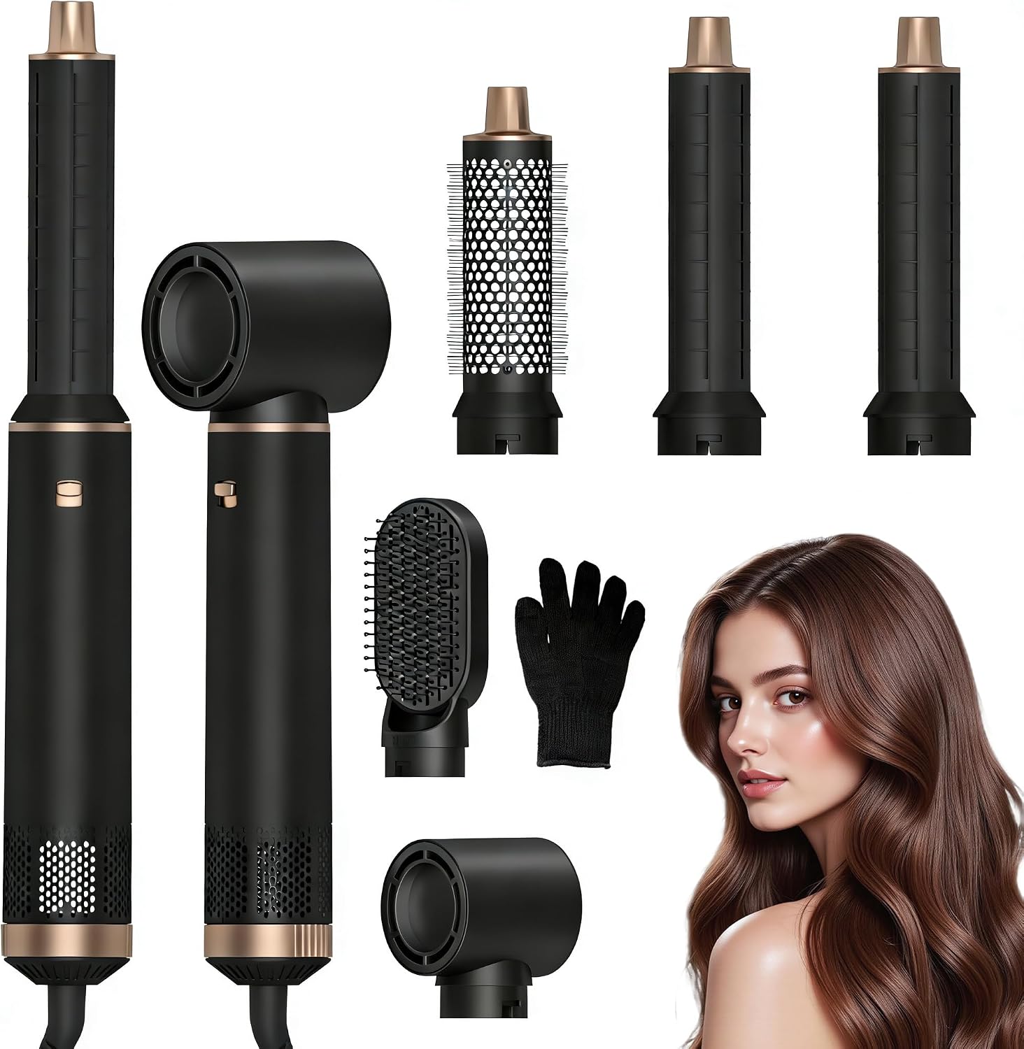 Blow Dryer Brush 5 In 1: Ionic Hot Air Styler Hair Dryer Brush Blow Dryer Set For Curling Volumizing Straightening Styling