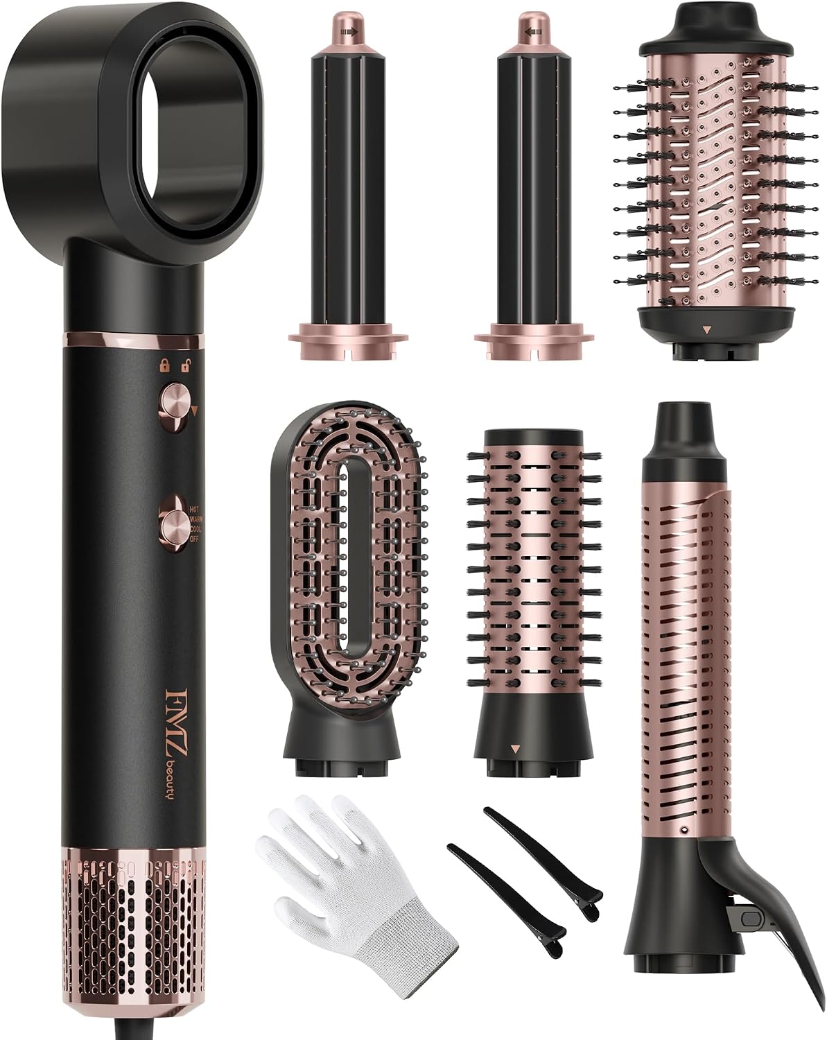 Fmz 7-In-1 Air Wrap Hair Styler, Ionic Blow Dryer Brush & Curler