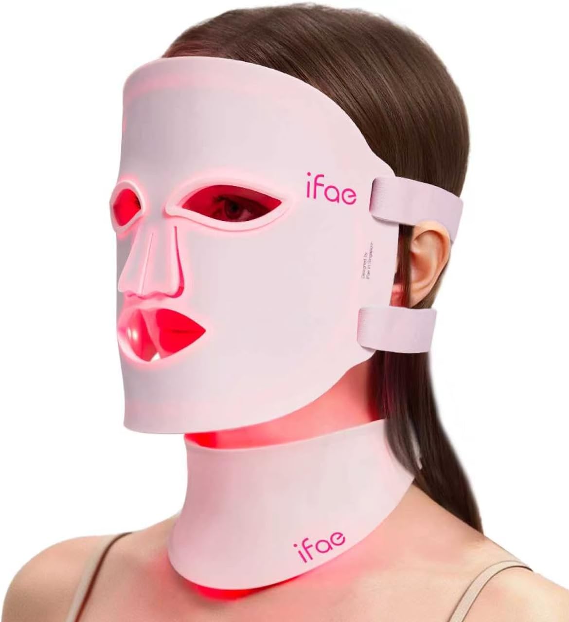 Overall design, color, and the fact that it is a wearable light therapy mask for face and neck use.