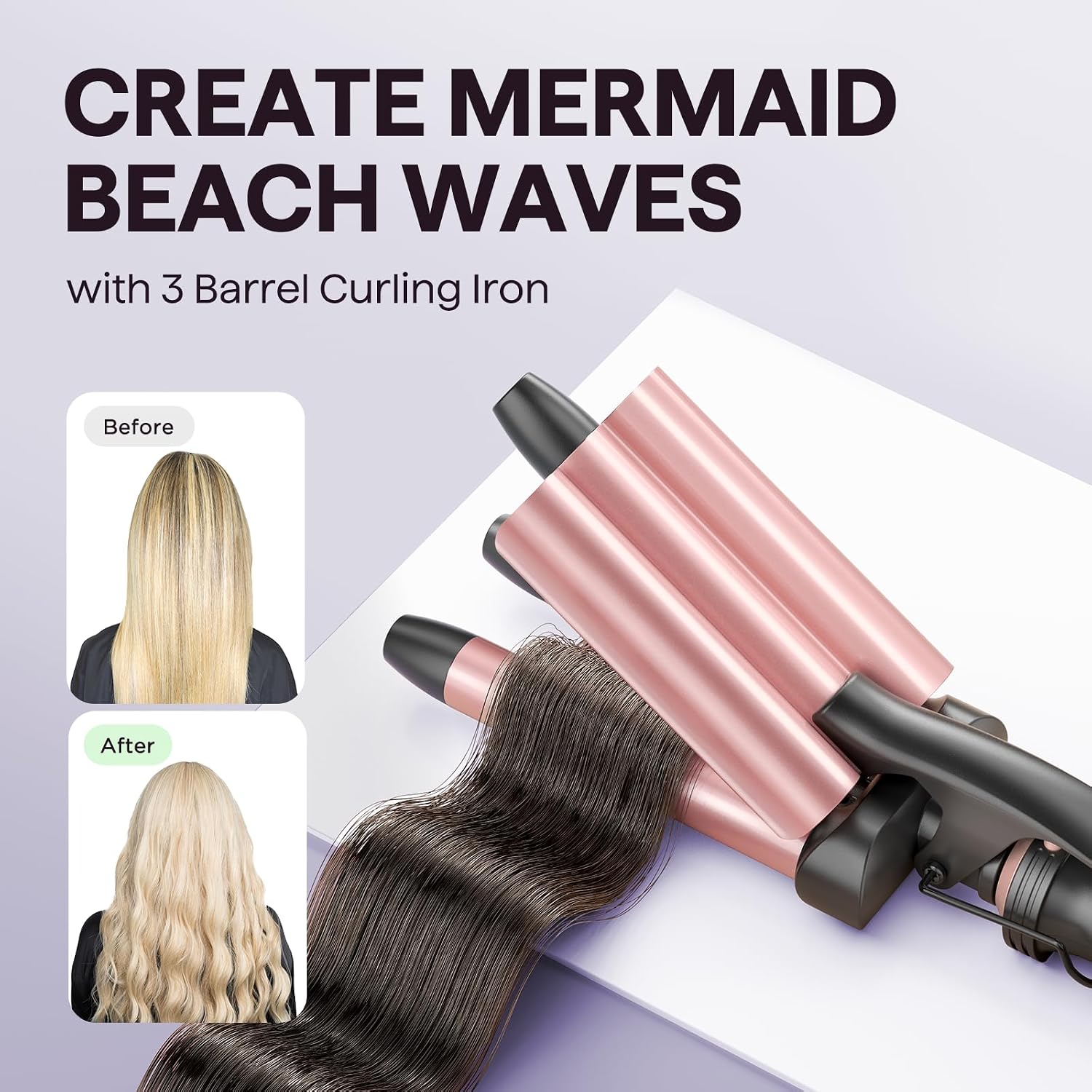 Demonstrates how the set supports multiple curl sizes and style variations for different preferences.