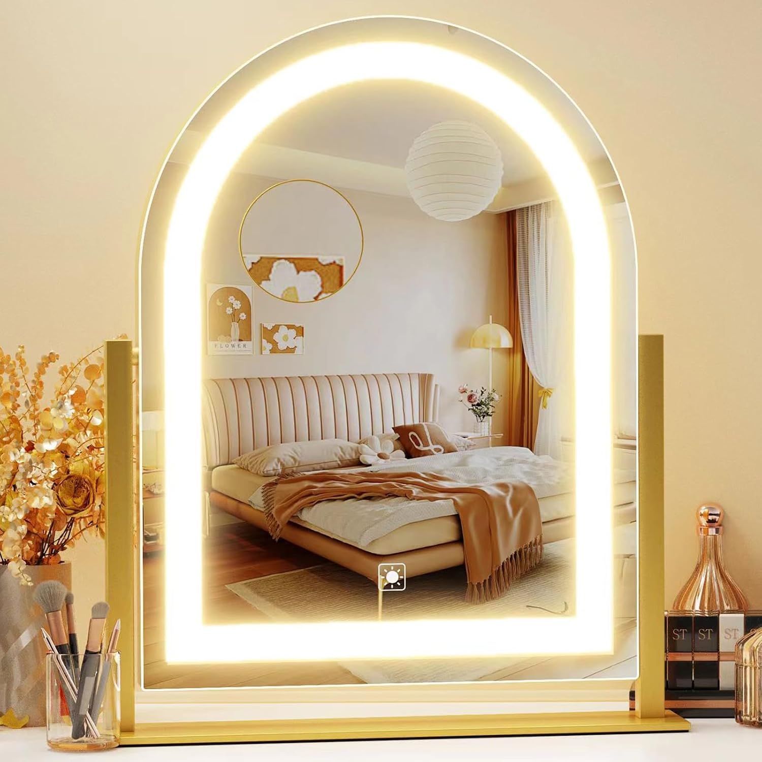 Gvnkvn Arched 17.2 In Lighted Makeup Mirror, 10X Magnifiers