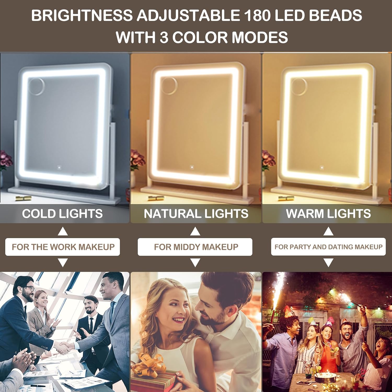 Smart touch controls, brightness adjustment, and the illuminated border.