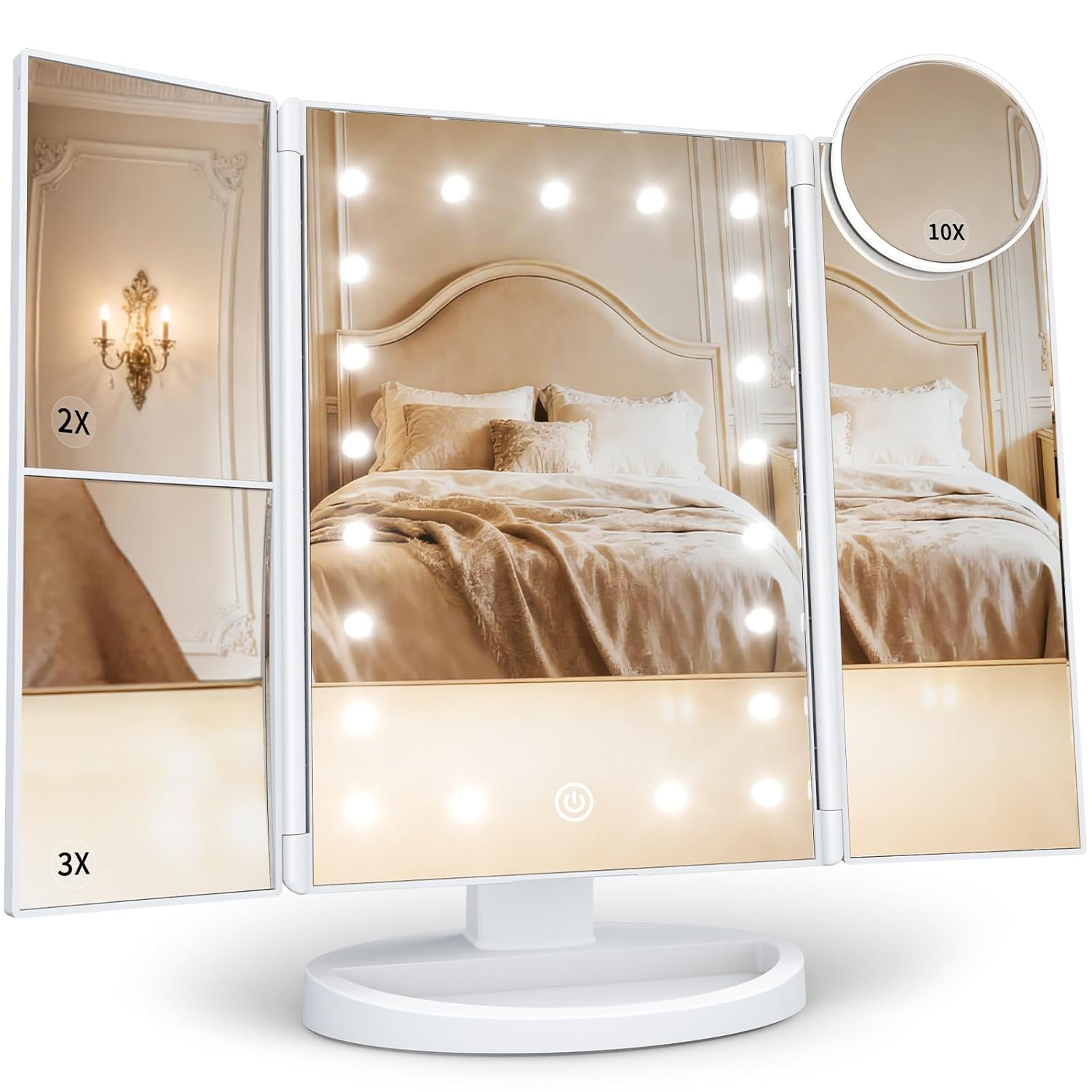 Overall design, illuminated frame, and the trifold format that defines the product at first glance.