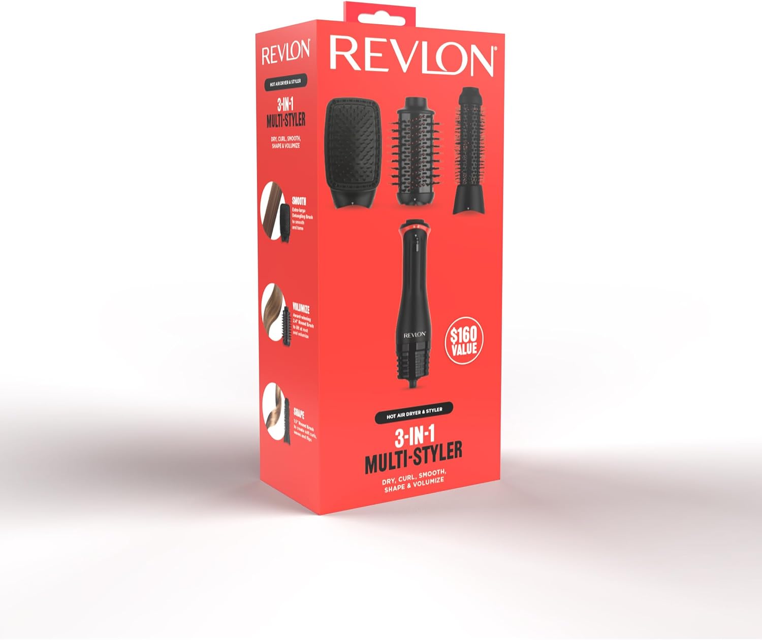 Revlon 3-In-1 Multi-Styler Blow Dryer Brush With 3 Attachments | Straighten, Curl & Smooth, Hot Air Brush For Blowouts, Waves & Sleek Styles, Lightweight Styling, Multiple Heat Settings