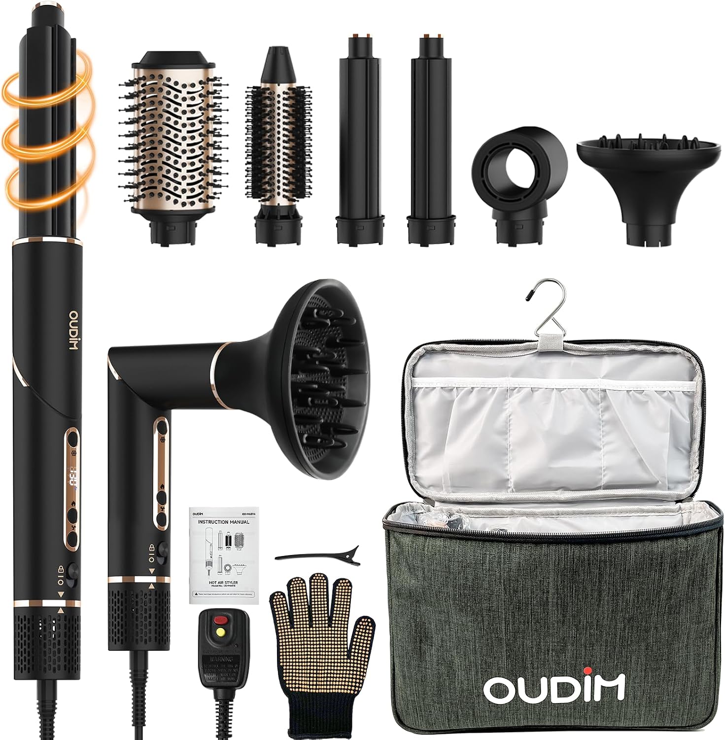Highlights the all-in-one 6-in-1 concept and the breadth of included styling heads.
