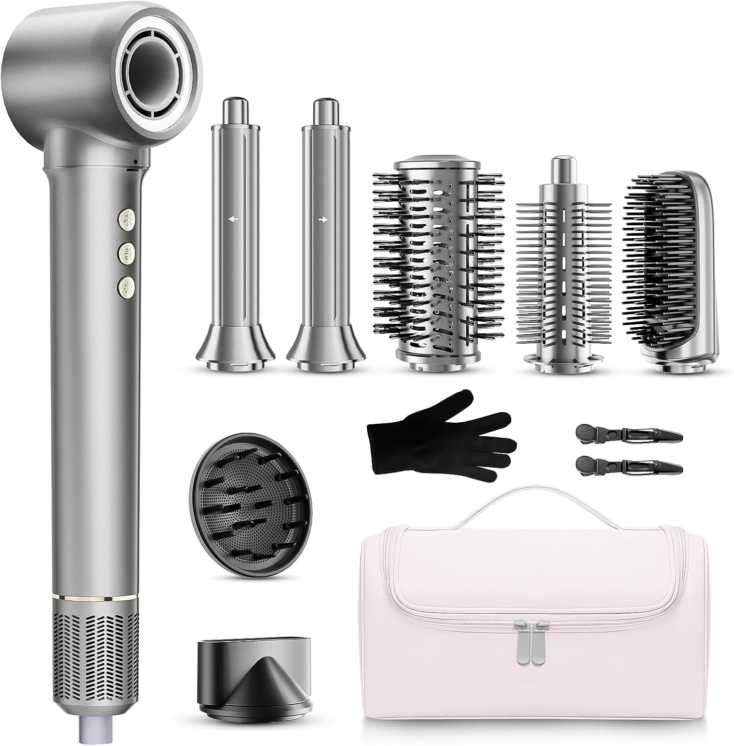 Overall product presentation, included attachments, and the all-in-one styling concept.