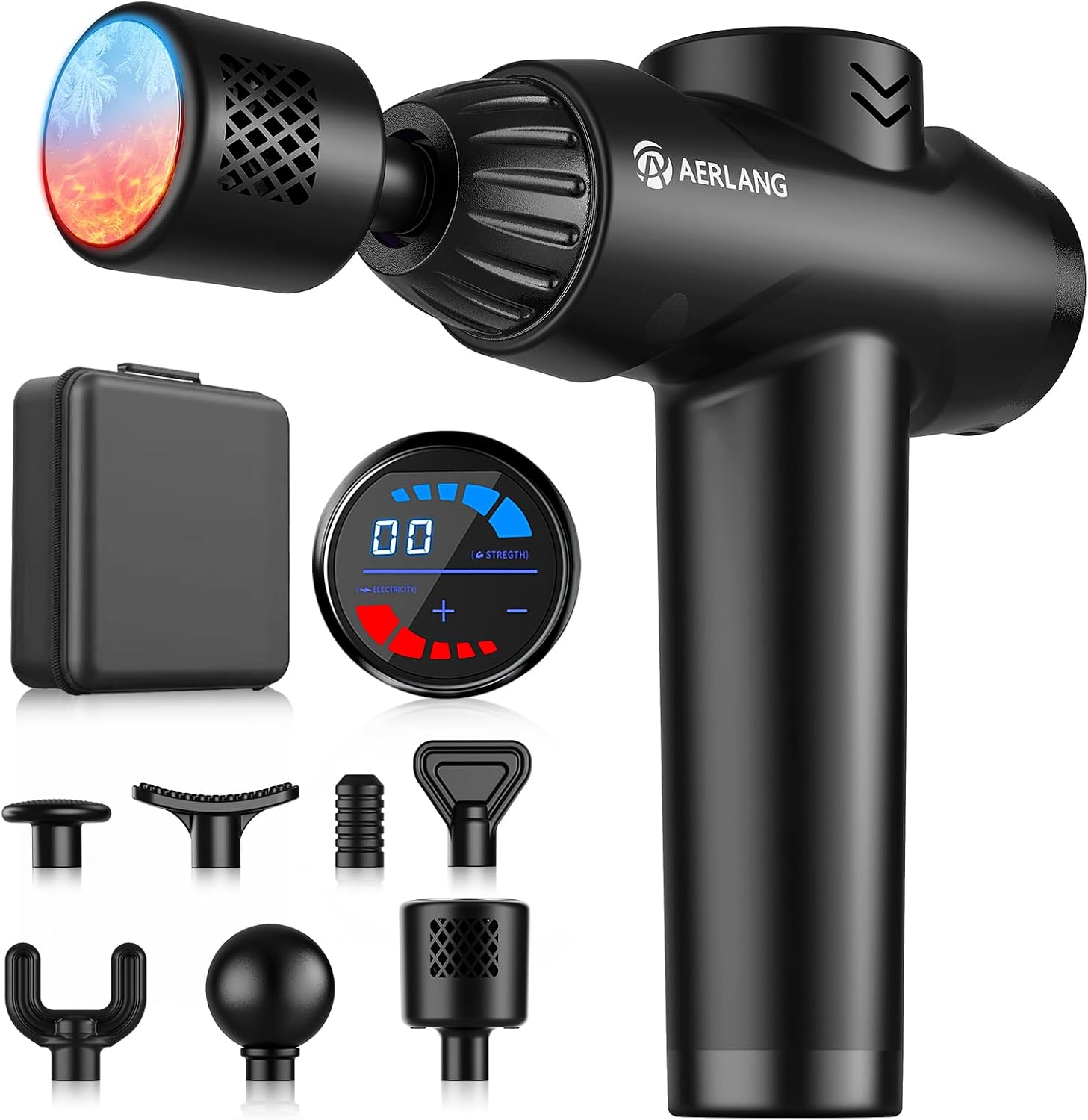 Highlights the overall design, form factor, and premium-first impression of the massage gun.
