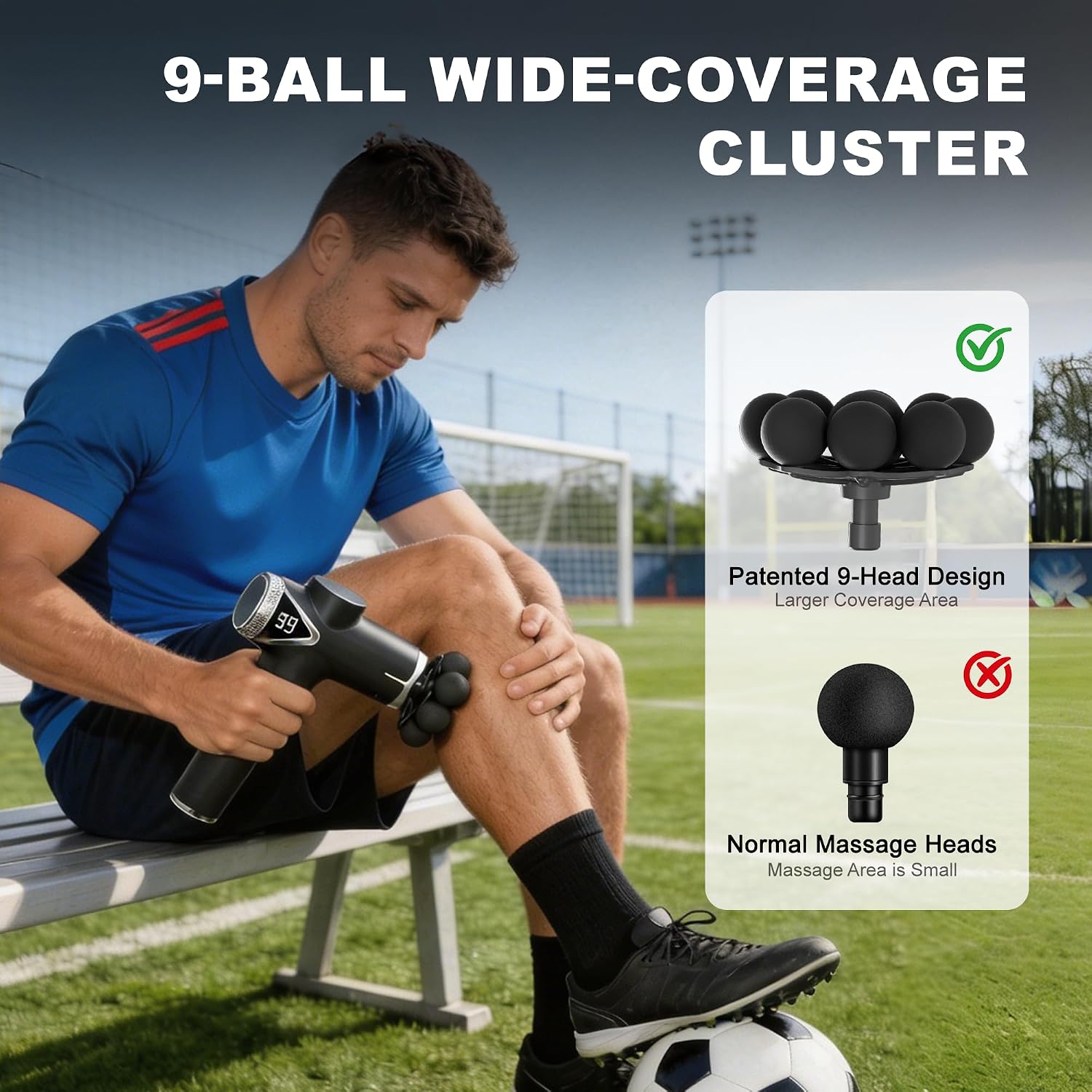 Massage Gun Deep Tissue Back Massager For Pain Relief With 9 Heads | Electric Muscle Massage Gun With 9 Heads And 6 Speeds Percussion Massager For Athletes Gifts For Women Men Father's Day Black